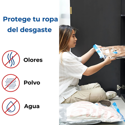 SpaceGuard® Pack 5 Bolsas Organizadoras al Vacíos + Bomba Manual 🧳🧼 – Ahorra Espacio y Protege tu Ropa Fácilmente